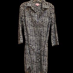 Lilly Pulitzer Preppy Shift Dress M Navy Blue White Yellow You've Been Spotted